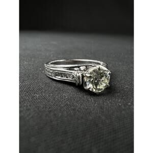 14k White Gold Ring 0.75Ct Diamonds Size 5.5 PGL Certificate Vintage 3100$ Wmn
